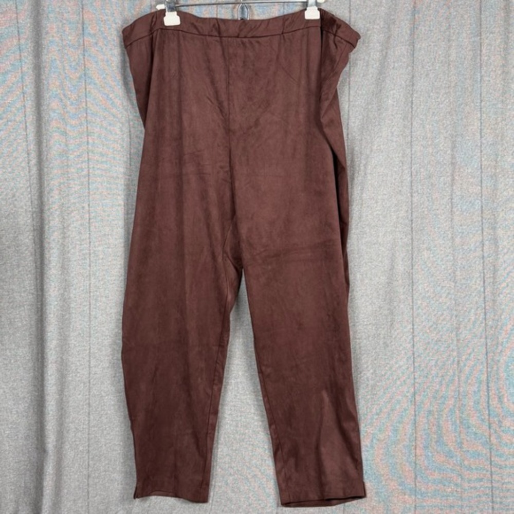 Velour Brown Size 2X 40x27 Elastic Waist Wide Loose Soft Womens Pants Bob Mackie